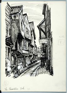 The Shambles, York. Original drawing used in 