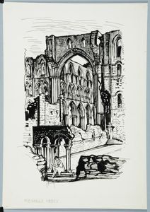 Rievaulx Abbey. Original drawing used in 