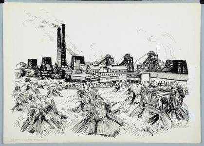 Brodsworth Colliery, once the largest in Yorkshire, closed in 1990. Original drawing used in 