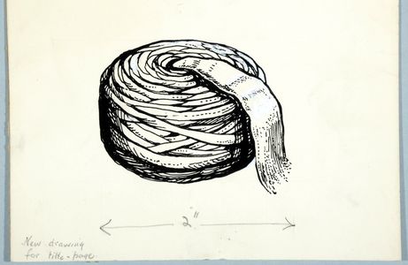 A ball of tops. Original drawing used as final version of illustration for title page of 