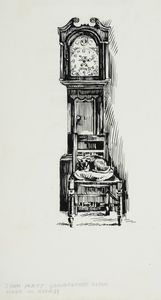 John Pratt Grandfather clock made in Askrigg. Original drawing used in 