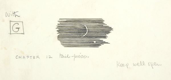 Crescent moon. Original drawing used for a tailpiece in 