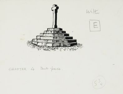 The Market Cross, Askrigg. Original drawing for a tailpiece, ?proposed for 