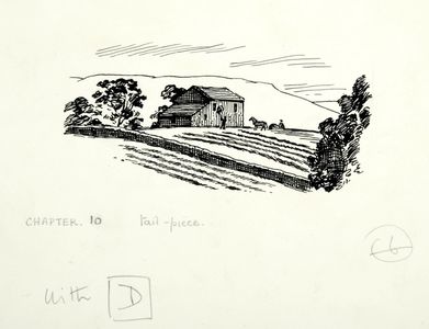 Hay-making on Croft Hill. Original drawing used in 