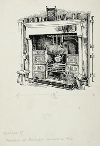 Fire-place at Newbiggin removed in 1952. Original drawing used in 