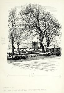 The ash is the native and characteristic tree' (view of church and house roofs, with trees in foreground). Original drawing used in 