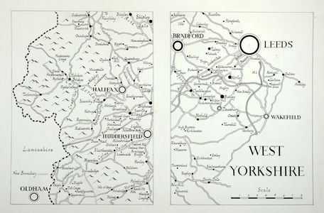 Map of West Yorkshire. Original drawing for 