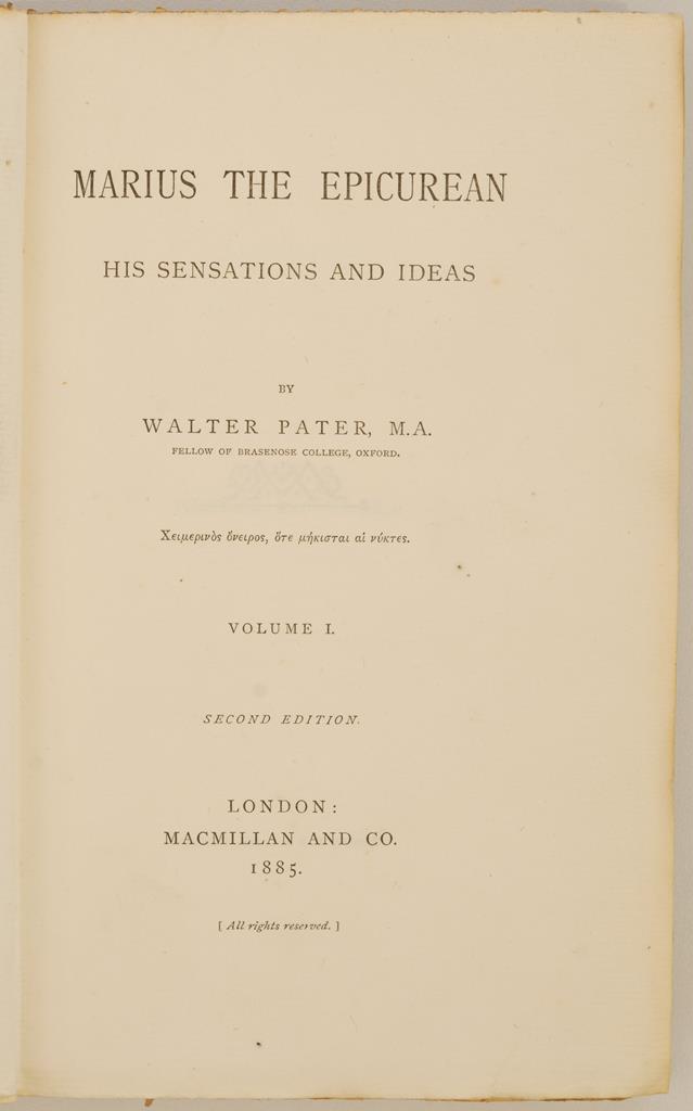 Walter Pater, Marius, 1 Copyright University of Leeds