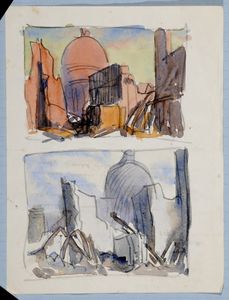 Sketch of St Paul's after the Blitz, verso, letter dated 19 September 1941