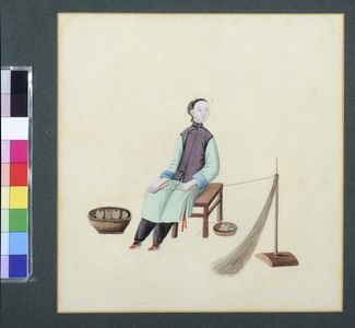 Chinese Pith Painting: Lengths of Yarn on a Stand for Winding into Balls