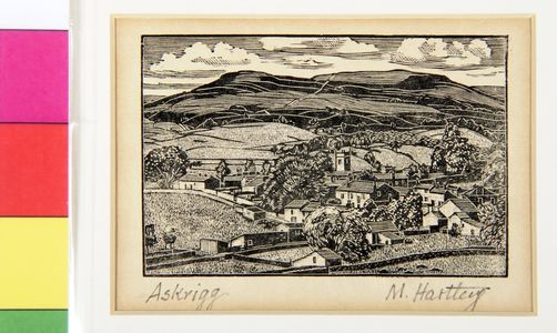 Askrigg and Wether Fell, recent impression from the block originally used as one of the chapter headings for 