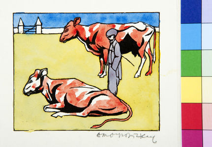 Rural scene of a cowherd