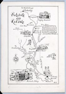 Pictorial Map of Bilsdale to Ryedale. Original drawing produced for 