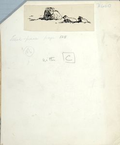 Ewe with two lambs. Original drawing used as a tailpiece in 