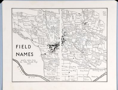Field Names, mostly taken from the Tithe Award Map of 1839. Original drawing used in 