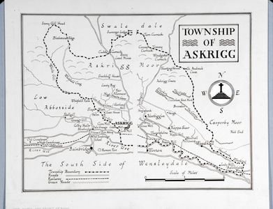Map of the Township of Askrigg. Original drawing used as endpapers for front of 