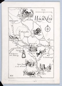 Pictorial Map of Hackness. Original drawing produced for 