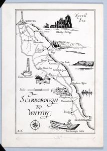 Pictorial Map of Scarborough to Whitby. Original drawing produced for 