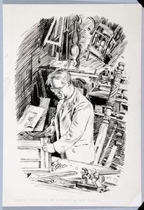 Loamy presides at a bench in the middle. Original drawing used in 