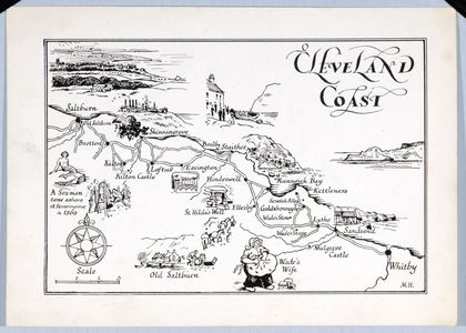Pictorial Map of the Cleveland Coast. Original drawing produced for 
