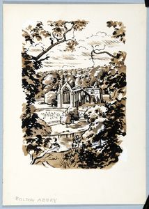 Bolton Abbey. Original drawing used in 