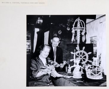 Mr and Mrs S. Beeforth, Westerdale, with some of the corn dollies they have made. Image used for one of the photographic illustrations in 