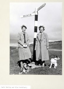 Marie Hartley and Ella Pontefract, with dogs. Image originally used as the frontispiece for 
