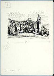 Bolton Abbey. Original drawing used in 