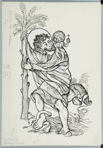 Mural, Pickering Church, St Christopher. Original drawing used in 