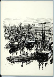 St Andrew's Dock, Hull. Original drawing used in 