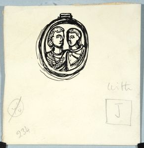 Jet cameo ( Roman). Original drawing used in 