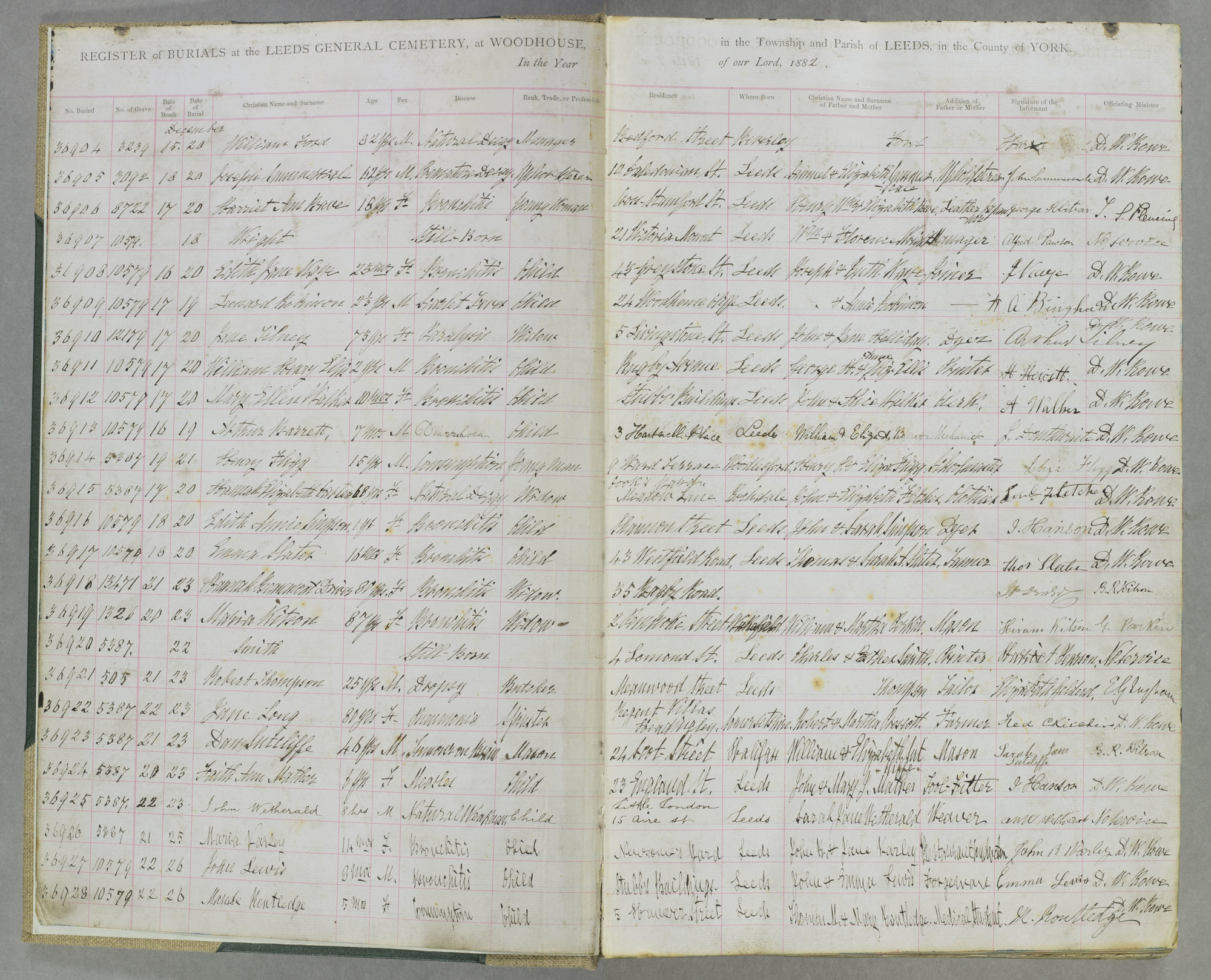 Burial Register 12 Image credit Leeds University Library